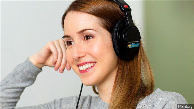 woman listening to music